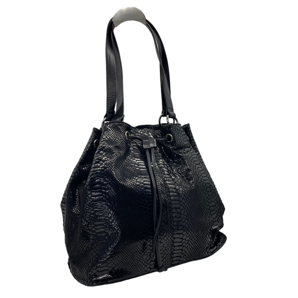 Danier Black Faux Snakeskin Shoulder Bag